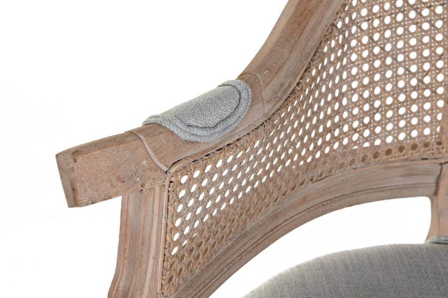 Fotel okrągły stylowy z plecionką wiedeńską jasny szary