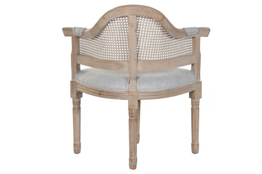 Fotel okrągły stylowy z plecionką wiedeńską jasny szary