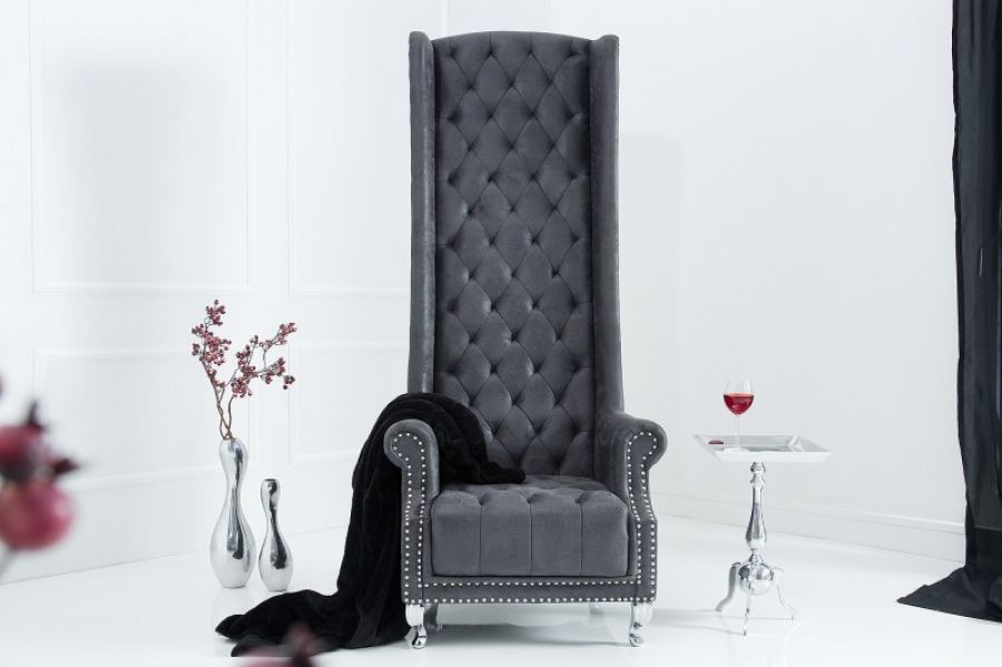 Fotel Queen Royal Chair szary  - Invicta Interior