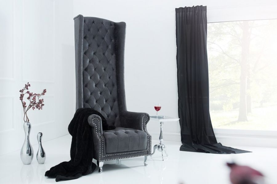 Fotel Queen Royal Chair szary  - Invicta Interior