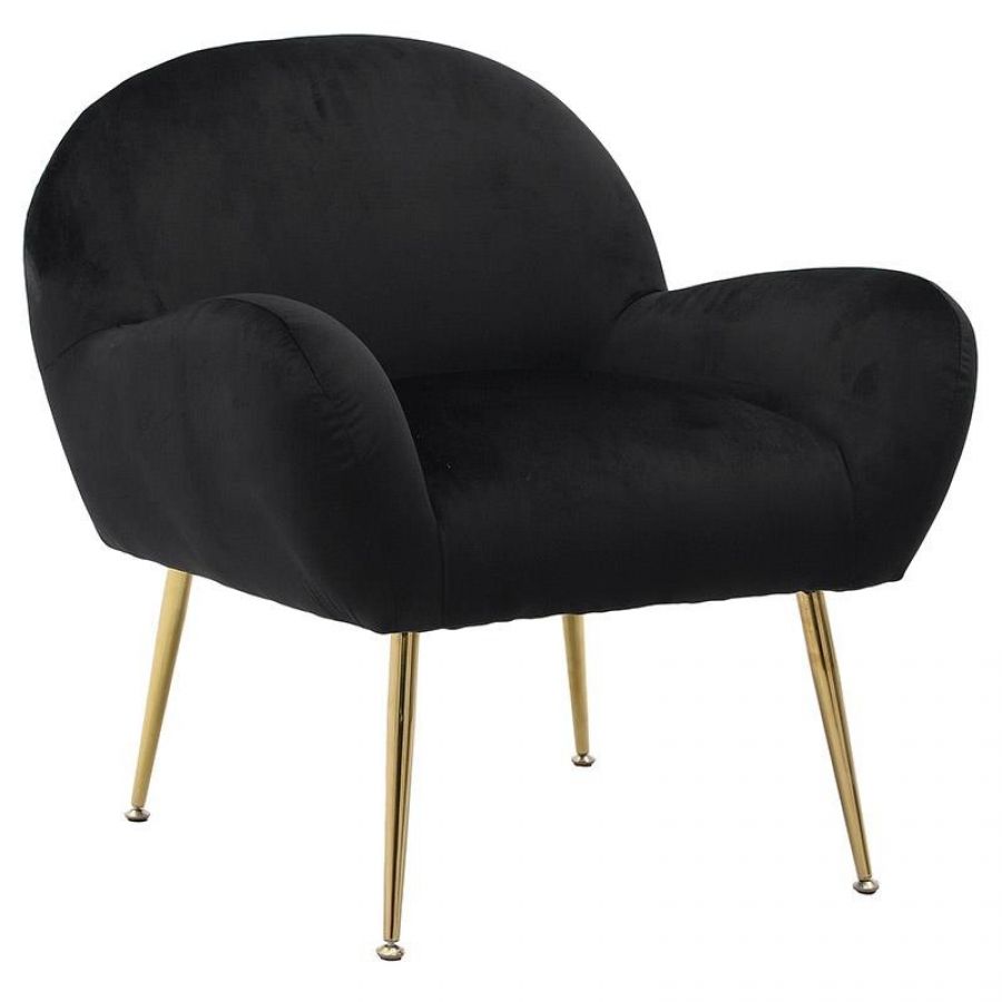 Fotel Retro Elegance czarny złote nogi