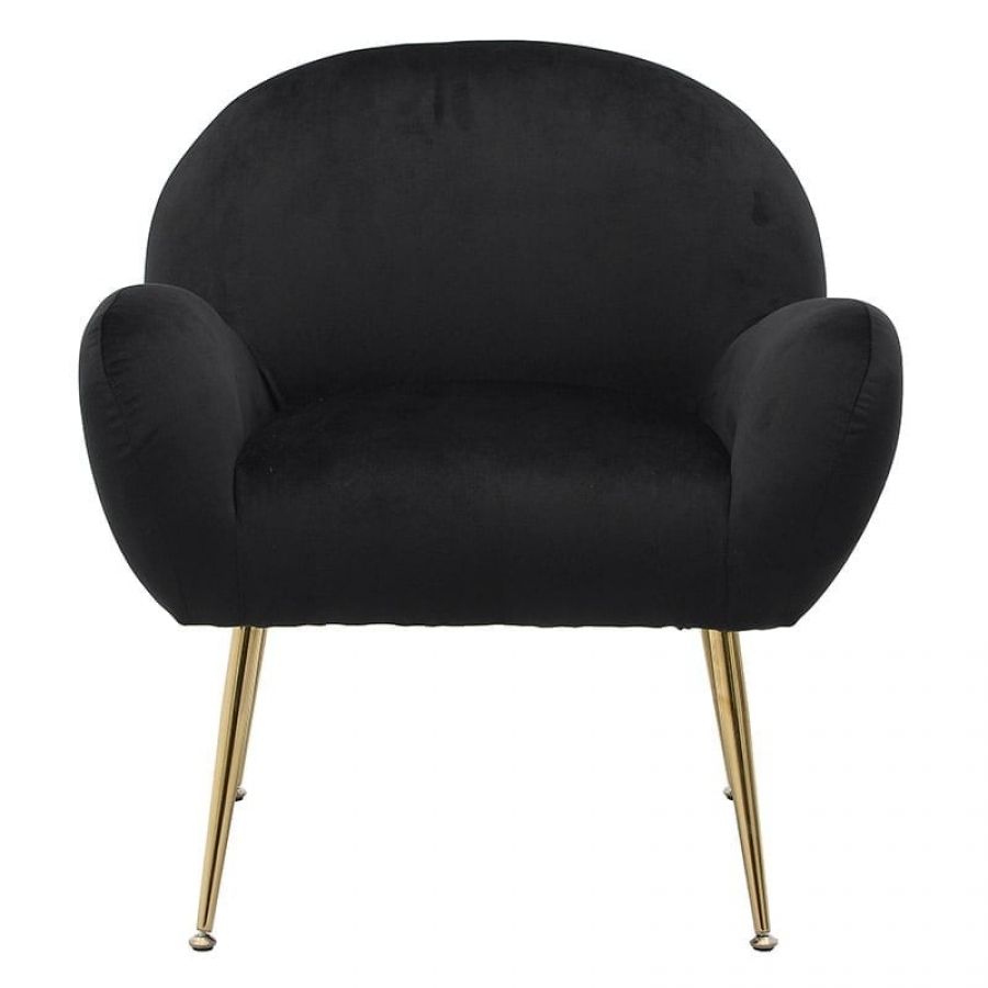 Fotel Retro Elegance czarny złote nogi