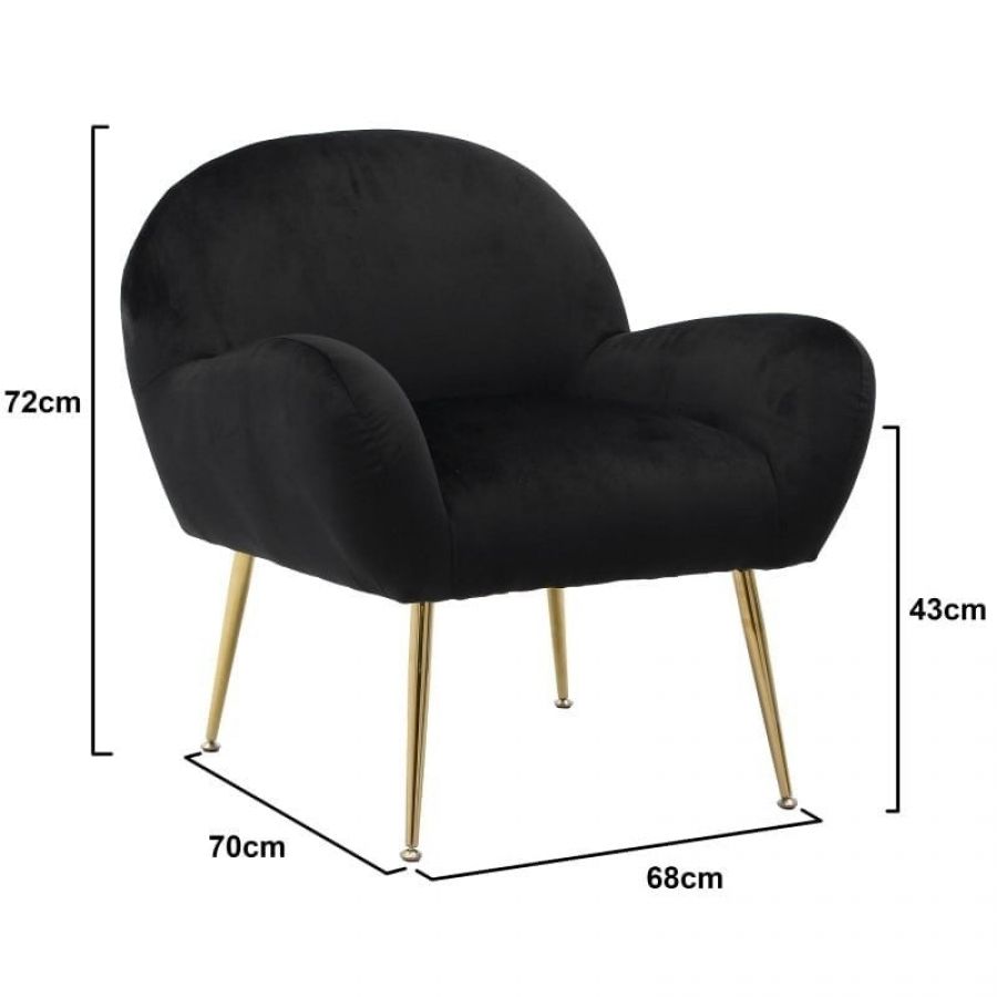 Fotel Retro Elegance czarny złote nogi