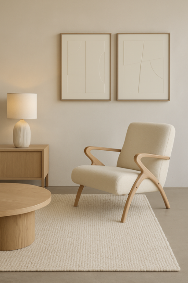 Fotel retro Hevea boucle z podłokietnikami  - Item International