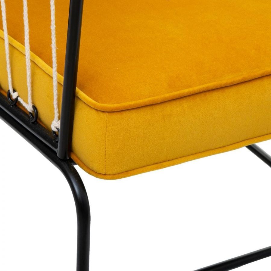 Fotel Retro wire aksamitny musztardowy
