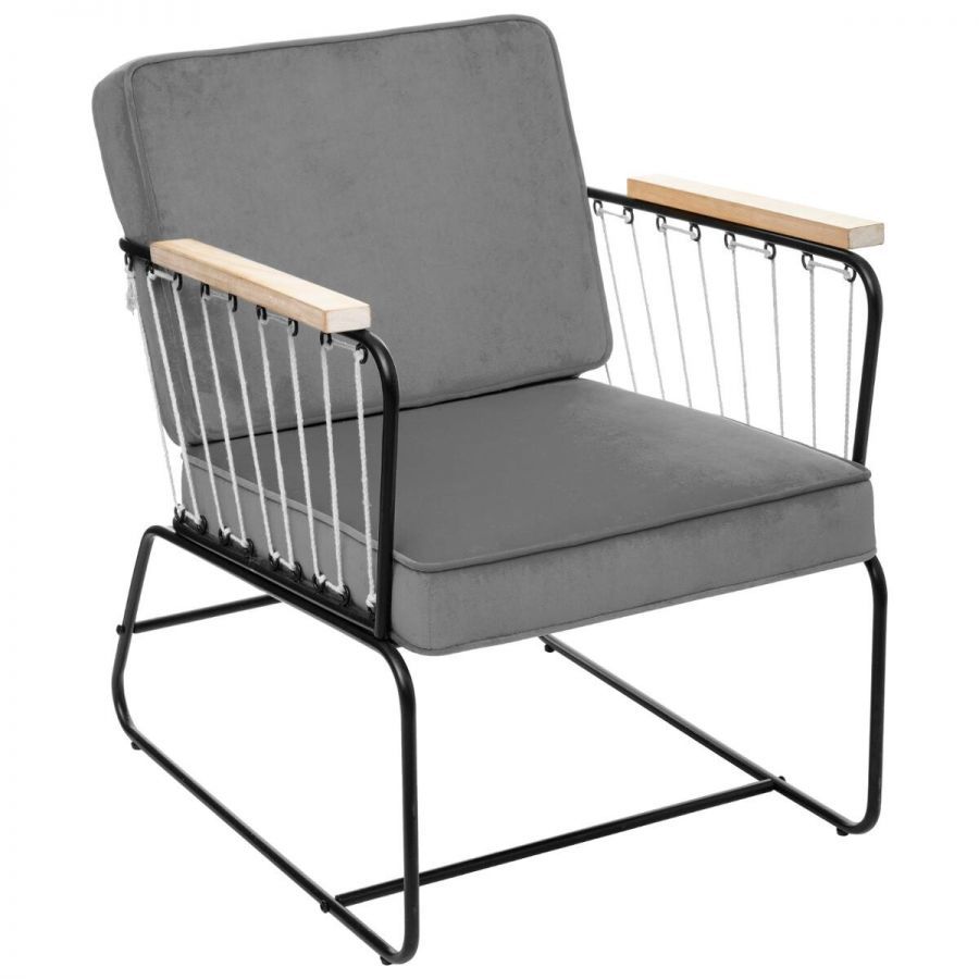 Fotel Retro wire aksamitny szary