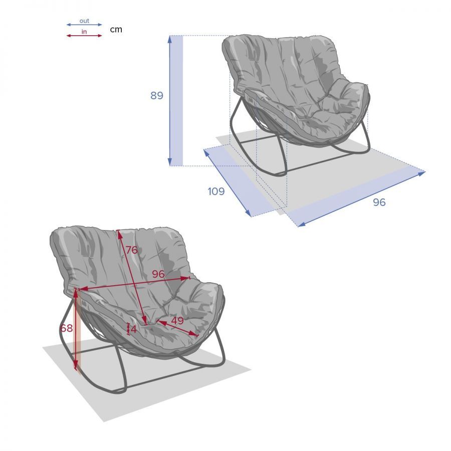 Fotel sofa ogrodowa bujana grafitowa antracytowa