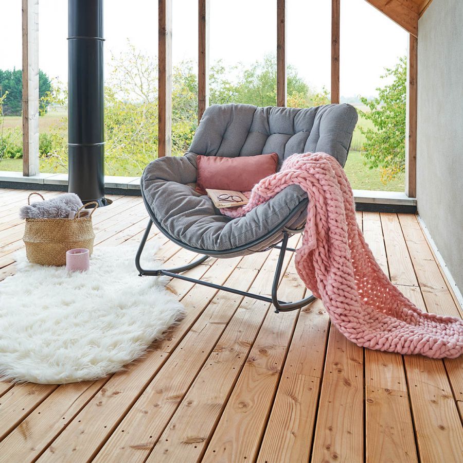 Fotel sofa ogrodowa bujana grafitowa antracytowa - Atmosphera