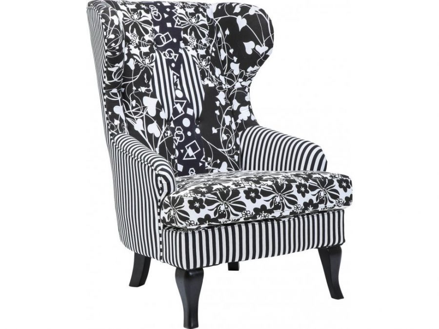 Fotel Wing Chair Villa czarny biały  - Kare Design