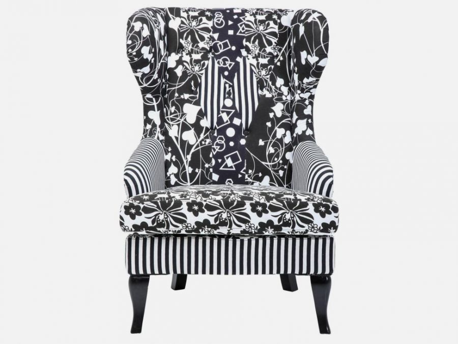 Fotel Wing Chair Villa czarny biały  - Kare Design