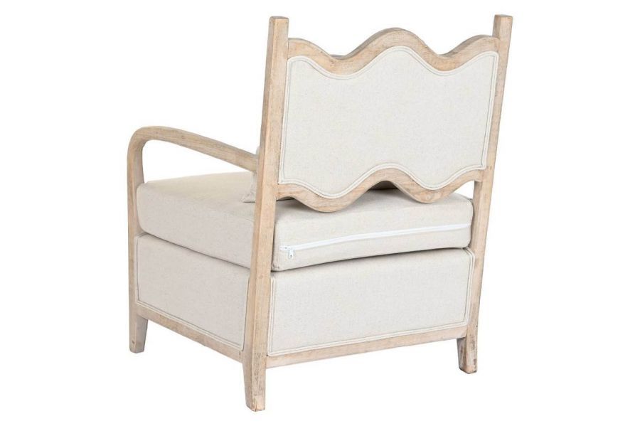 Fotel wypoczynkowy drewniany Chabby Chic beżowy