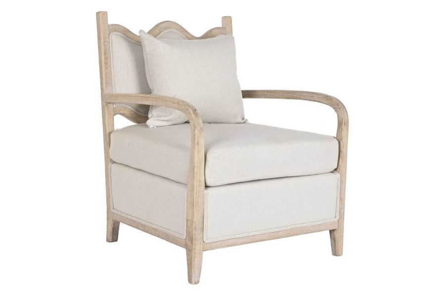 Fotel wypoczynkowy drewniany Chabby Chic beżowy