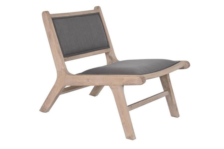 Fotel wypoczynkowy drewniany z poduszką antracytowy