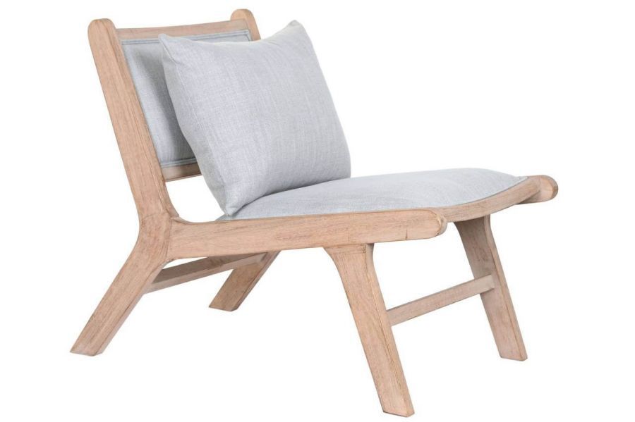Fotel wypoczynkowy drewniany z poduszką szary jasny 