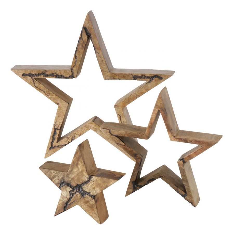 Gwiazdy dekoracyjne z drewna mango - Boltze