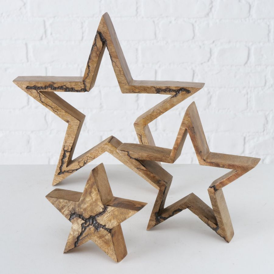 Gwiazdy dekoracyjne z drewna mango - Boltze