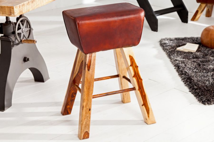 Hoker Krzesło barowe Bock skóra naturalna  - Invicta Interior