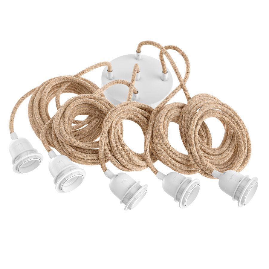 Kabel 5-punktowy z puszką biały natural do lampy sufitowej - Bazar Bizar