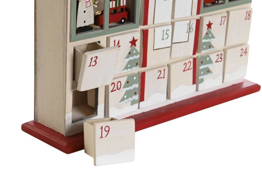  Kalendarz adwentowy domek drewniany led z szufladkami 35 cm
