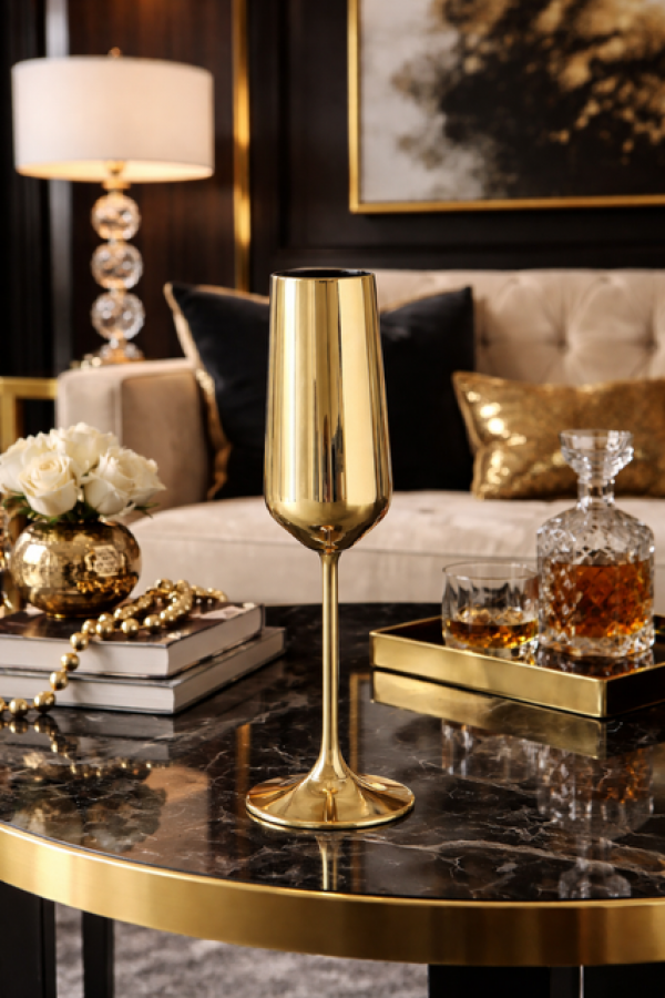 Kieliszek do szampana złoty metaliczny - Boltze