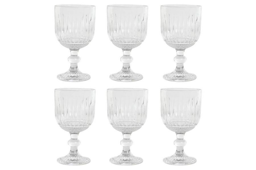 Kieliszek do wina duży grated transparent zestaw 6 sztuk