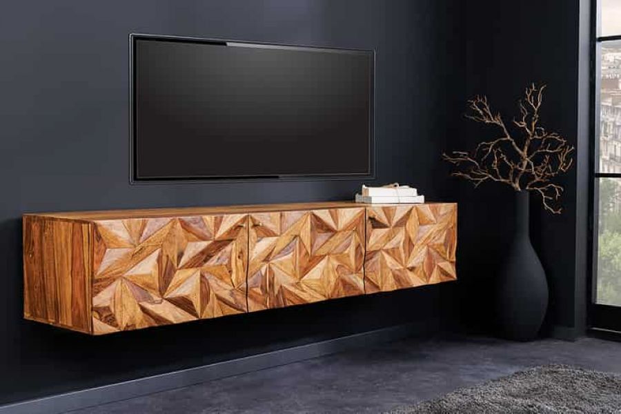 Komoda Alpine Stone Finish szafka wisząca RTV pod TV drewno sheesham - Invicta Interior