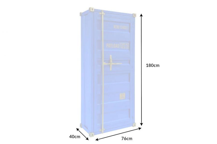 Komoda barek Container Globetrotter 180 cm sejf niebieski - Invicta Interior