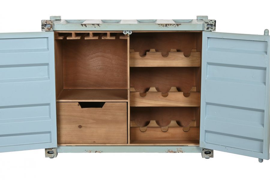 Komoda barek na wino Container niebieska 77 cm  - Item International