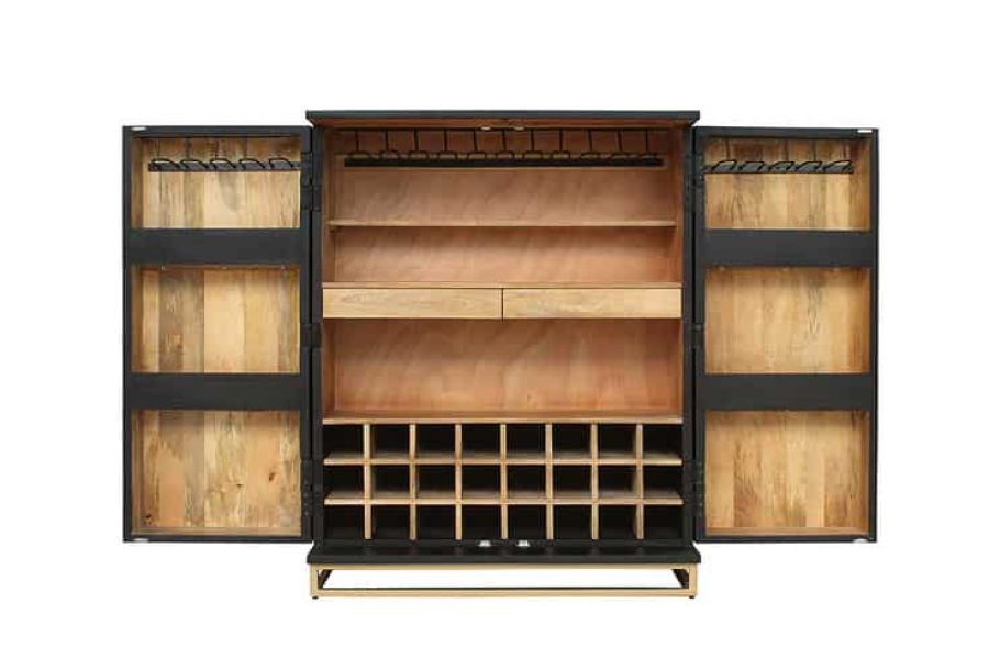 Komoda barek na wino Golden Sunset drewniana mango - Invicta Interior