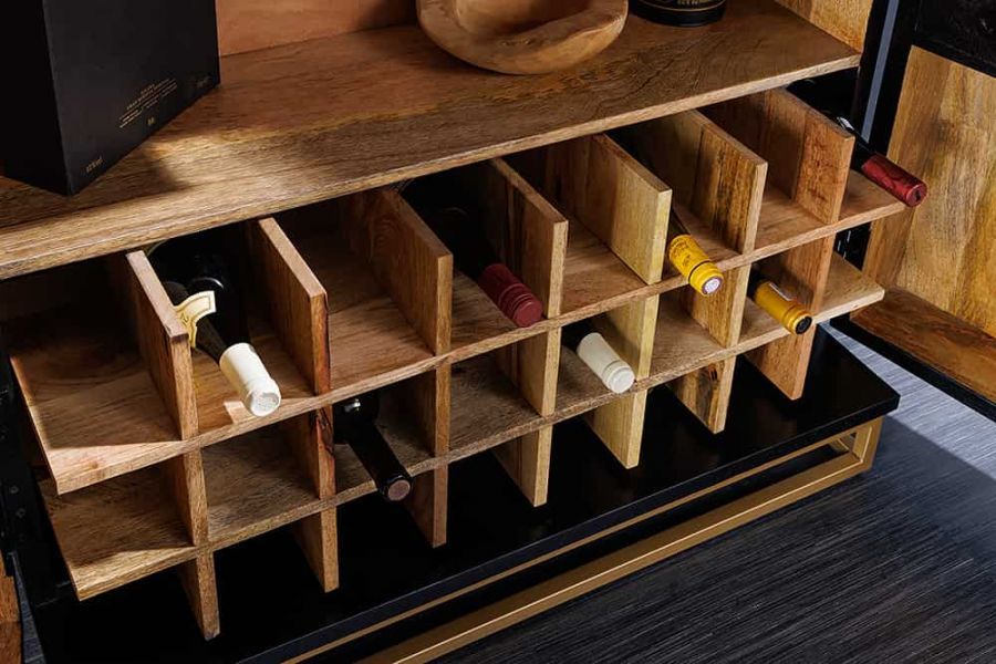 Komoda barek na wino Golden Sunset drewniana mango - Invicta Interior