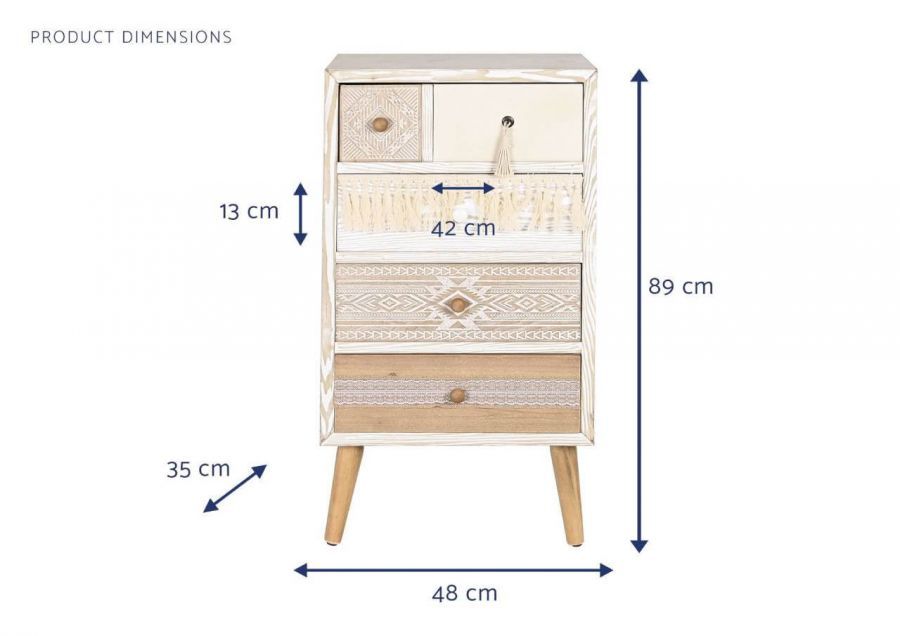 Komoda boho Cepelia z frędzlami słupek - Item International