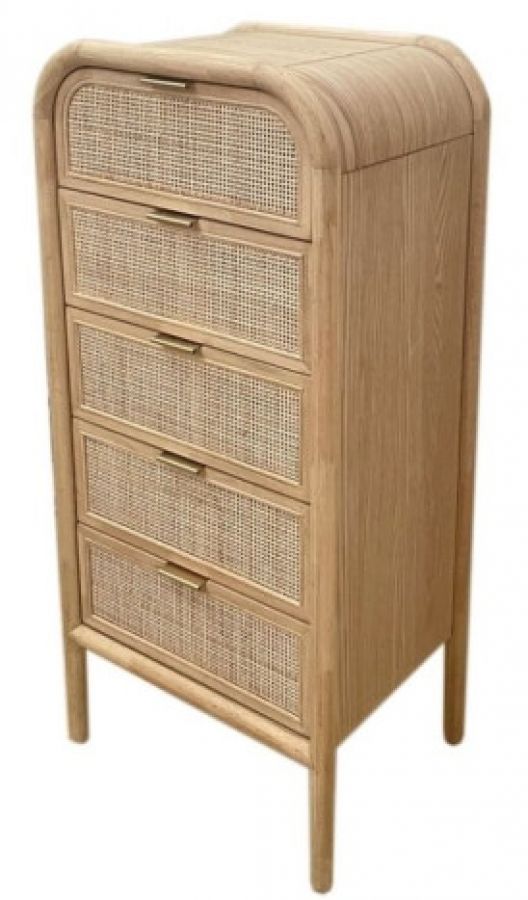 Komoda Boho Luxury z rattanu i drewna 5 szuflad - Item International