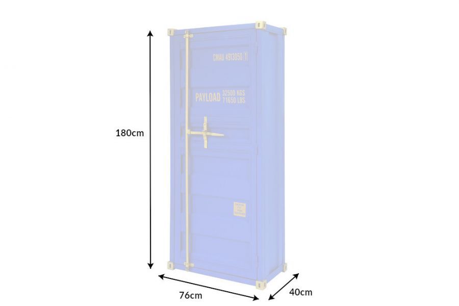 Komoda Container Globetrotter 180 cm sejf niebieski - Invicta Interior