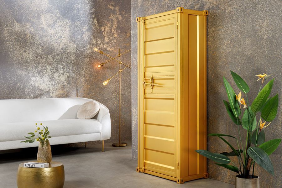 Komoda Container Globetrotter 180 cm sejf złoty - Invicta Interior