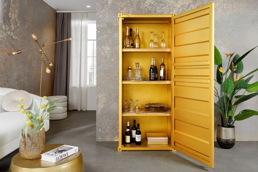 Komoda Container Globetrotter 180 cm sejf złoty - Invicta Interior