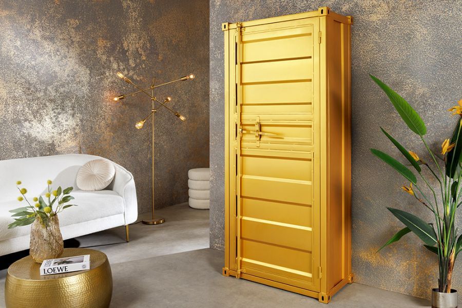 Komoda Container Globetrotter 180 cm sejf złoty - Invicta Interior