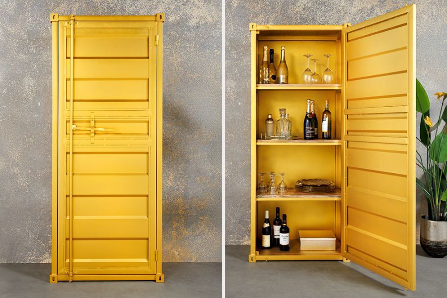 Komoda Container Globetrotter 180 cm sejf złoty - Invicta Interior