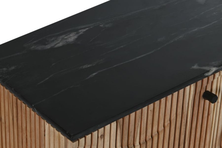 Komoda drewniana barek na wino Wave z marmurowym blatem - Item International