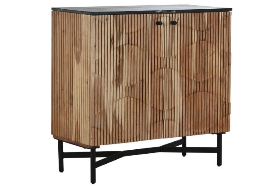 Komoda drewniana barek na wino Wave z marmurowym blatem - Item International