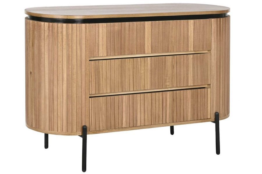 kat.II Komoda drewniana Elegant z lamelami 3 szuflady
