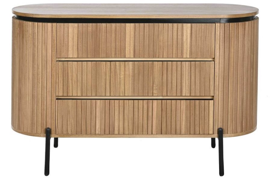 kat.II Komoda drewniana Elegant z lamelami 3 szuflady