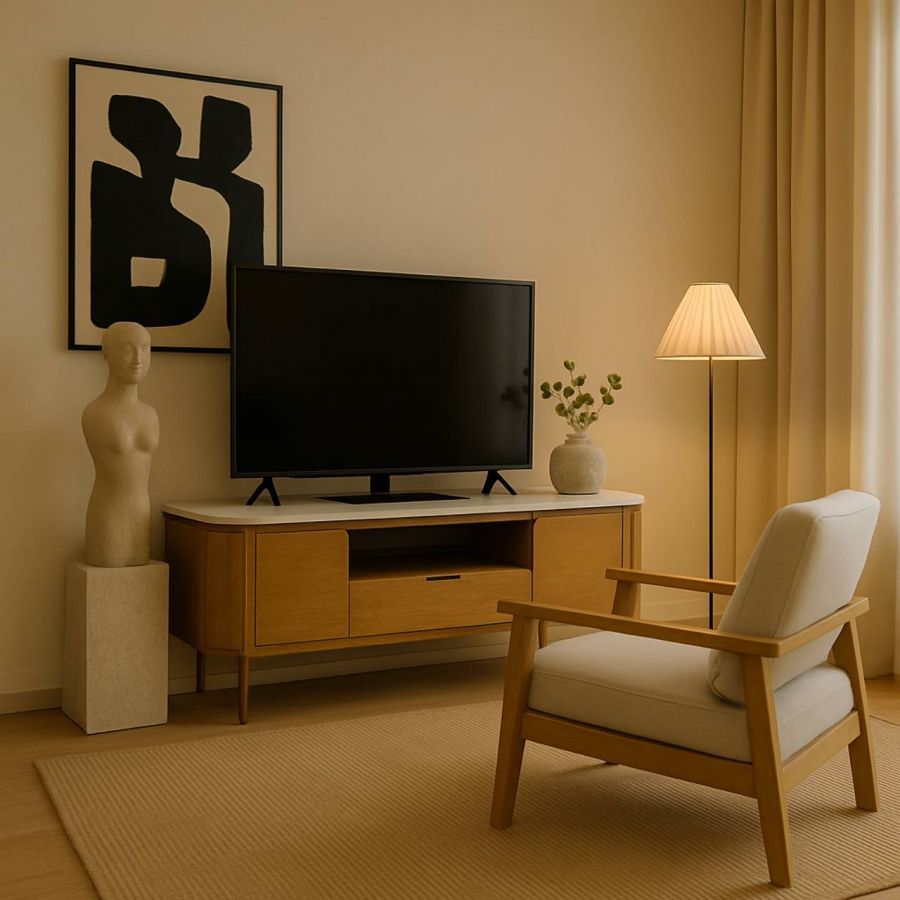 Komoda drewniana Grace RTV z marmurowym blatem 145x48 cm - Item International