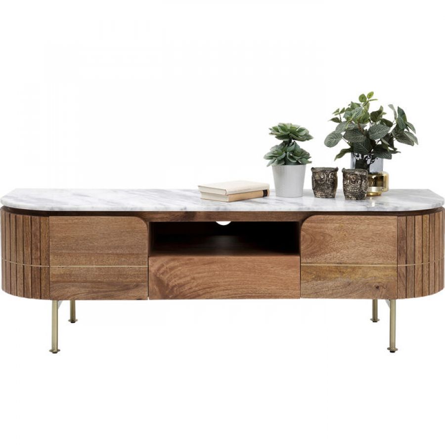 Komoda drewniana Grace RTV z marmurowym blatem 145x48 cm - Kare Design
