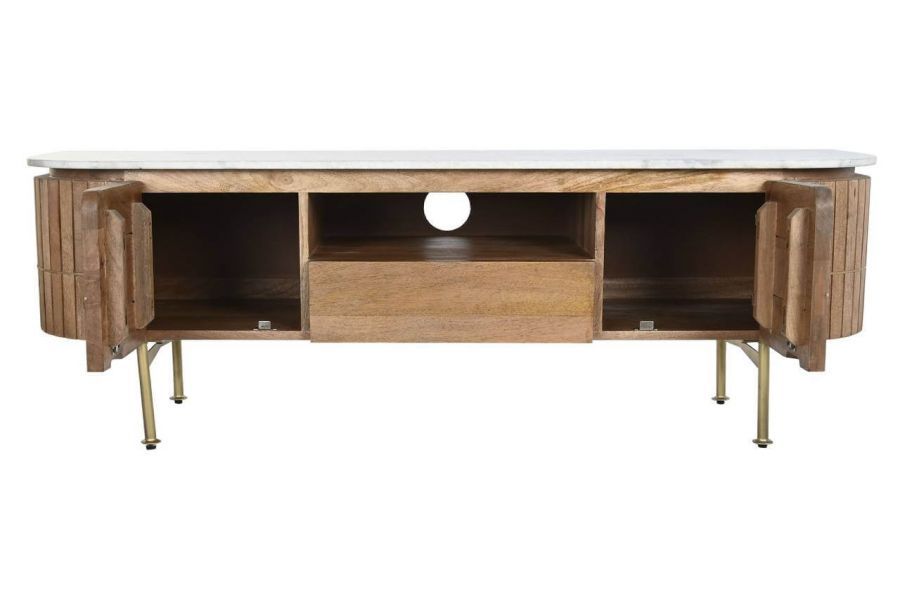 Komoda drewniana Grace RTV z marmurowym blatem 145x48 cm - Item International