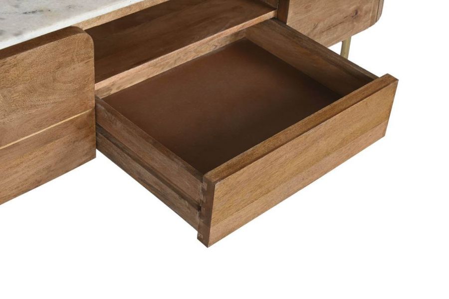 Komoda drewniana Grace RTV z marmurowym blatem 145x48 cm - Item International