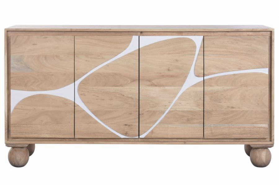 Komoda drewniana Japandi Modern na nogach kulach