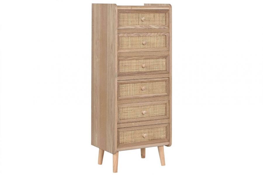 Komoda drewniana Rattan collection z 6 szufladami - Item International