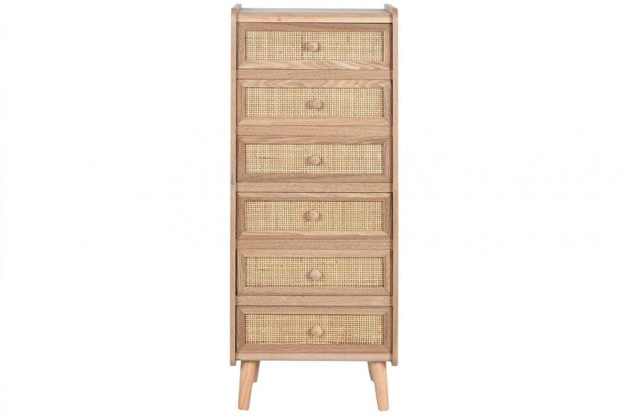 Komoda drewniana Rattan collection z 6 szufladami - Item International