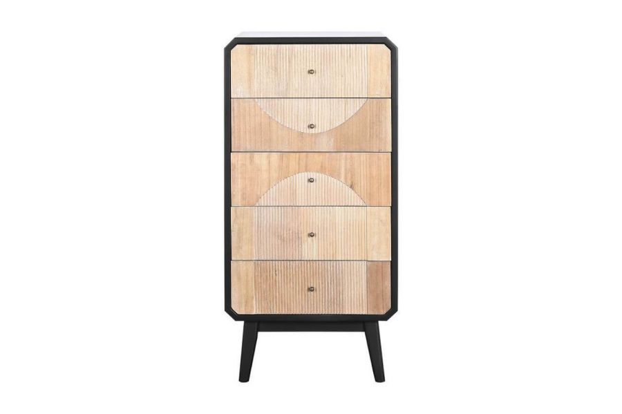 Komoda drewniana Retro round czarna z 5 szufladami - Item International