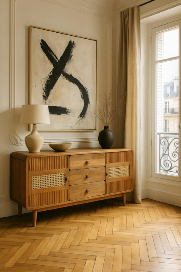 Komoda drewniana Retro z plecionką wiedeńską - Item International